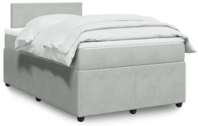 vidaXL Κρεβάτι Boxspring με Στρώμα Ανοιχτό Γκρι 120x200 εκ. Βελούδινο