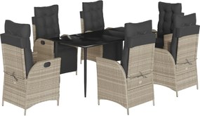 vidaXL Σετ Τραπεζαρίας Κήπου 7 τεμ. Αν. Γκρι Συνθ. Ρατάν με Μαξιλάρια