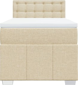 vidaXL Κρεβάτι Boxspring με Στρώμα Κρεμ 100 x 200 εκ. Υφασμάτινο