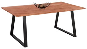 ACACIA DINING TABLE  SOLID ACACIA WITH BLACK LEGS 200X100X77H CM