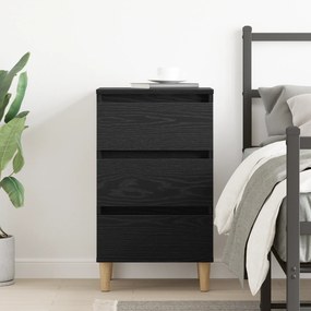 vidaXL Κομοδίνο με Ξύλινο Πόδι Μαύρη Δρυς 40x35x69 εκ