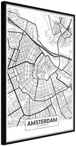 Αφίσα - City map: Amsterdam - 40x60 - Μαύρο - Χωρίς πασπαρτού