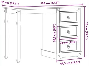 Μπουντουάρ Corona 110 x 50 x 75 εκ. από Μασίφ Ξύλο Πεύκου - Καφέ