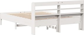 vidaXL Σκελετός Κρεβ. Χωρίς Στρώμα Λευκό 135x190 εκ Μασίφ Πεύκο
