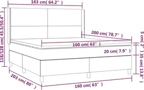 vidaXL Κρεβάτι Boxspring με Στρώμα Σκούρο Καφέ 160x200 εκ Υφασμάτινο