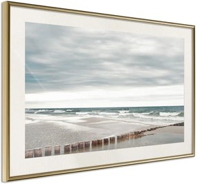 Αφίσα - Chilly Morning at the Seaside - 30x20 - Χρυσό - Με πασπαρτού