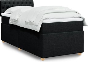 vidaXL Κρεβάτι Boxspring με Στρώμα Μαύρο 80 x 200 εκ. Υφασμάτινο