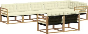 vidaXL Σειρά Καναπέ Εξωτερικού με μαξιλάρι 8 pcs Λευκό και Κρεμ