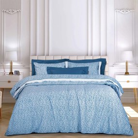 Σετ Σεντόνια Βαμβακοσατέν Υπέρδιπλα 240x260εκ. Εssential 2268 Μπλε-Λευκό Greenwich Polo Club