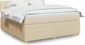 vidaXL Κρεβάτι Boxspring με Στρώμα Κρεμ 180x200 εκ. Υφασμάτινο