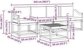 vidaXL Σειρά Καναπέ Εξωτερικού με μαξιλάρι 5 pcs Λευκό και Μπεζ