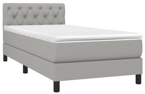 Κρεβάτι Boxspring με Στρώμα Ανοιχτό Γκρι 80x200 εκ. Υφασμάτινο - Γκρι