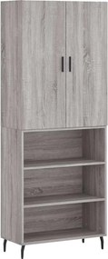 vidaXL Ντουλάπι Γκρι Sonoma 69,5 x 34 x 180 εκ. Επεξεργασμένο Ξύλο