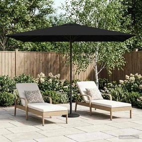 vidaXL Ομπρέλα Κήπου με Βάση 200 x 300 cm Πολυεστέρας Ορθογώνιος Μαύρο