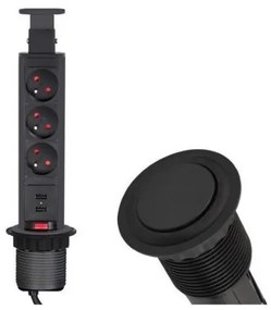 Αναδυόμενο Πολύπριζο LIFT BOX 2xUSB &amp; 3 Σούκο Furniture Socket Μαύρο LIFTBOX-CZ-3FR-U-02-LIFTBOX-CZ-3FR-U-02-Μαύρο LIFTBOX-CZ-3FR-U-02