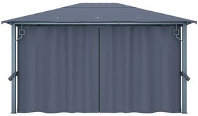 vidaXL Κιόσκι με Κουρτίνα Ανθρακί 400 x 300 εκ. Αλουμινίου
