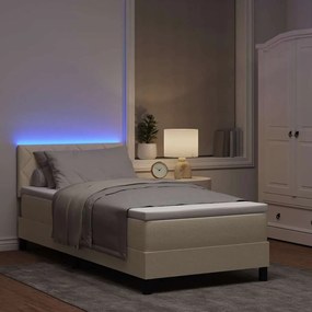 vidaXL Κρεβάτι με ελατήρια με στρώμα Κρεμ 90 x 200 cm ύφασμα
