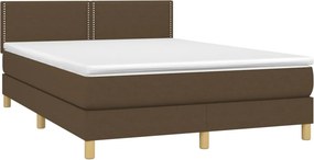 vidaXL Κρεβάτι Boxspring με Στρώμα Σκούρο Καφέ 140x200 εκ Υφασμάτινο