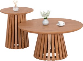 ΣΕΤ 2ΤΜΧ ΤΡΑΠΕΖΙΑ ΣΑΛΟΝΙΟΥ TALBERT HM21083 MDF ΦΥΣΙΚΟ ΞΥΛΟΥ Φ80εκ &amp; Φ45εκ