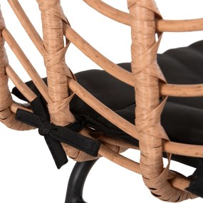 Σκαμπό Μπαρ GERALD C5706.11 Μεταλλικό Ψηλό με Μπεζ Wicker &amp; Μαύρο Μαξιλάρι 49x50x101Υεκ. 49x50x101 εκ.