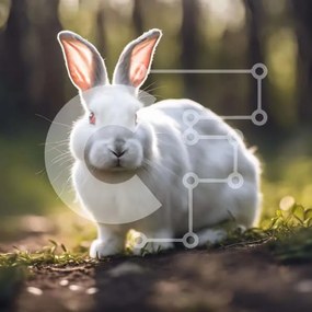 Intra Συλλεκτικό Ξύλινο Παζλ Plywood 4mm - Περίεργο λευκό λαγουδάκι με κόκκινα μάτια στο δάσος Σε Ξύλινο Κουτί - Διαστάσεις: 10x10 cm – 25 κομμάτια