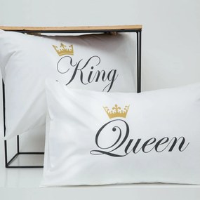 Ζεύγος Μαξιλαροθήκες Queen&King Λευκό 2 50 x 70 cm 041601071017