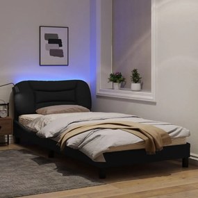Πλαίσιο Κρεβατιού με LED Μαύρο 100 x 200 εκ. Υφασμάτινο - Μαύρο