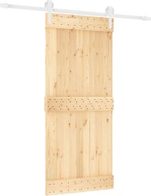 vidaXL Συρόμενη Πόρτα Φυσικό και Λευκό 90 x 210 cm