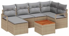 vidaXL Σετ Καναπέ Κήπου 7 pcs Μπέζ και Ανοιχτό Γκρι συνθετικό ρατάν