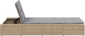 vidaXL Ξαπλώστρα με αιωρούμενο μαξιλάρι Μπεζ Poly Rattan