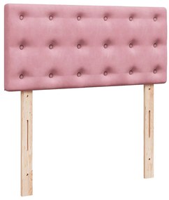 vidaXL Κρεβάτι Boxspring με Στρώμα Ροζ 90x190 εκ. Βελούδινο
