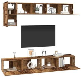vidaXL Σετ επίπλου τηλεόρασης 5 pcs Παλαιό ξύλο 100 x 30 x 30 cm