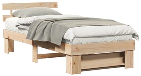 vidaXL Σκελετός Κρεβατιού Καφέ 90 x 200 cm Μασίφ ξύλο πεύκου