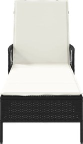 vidaXL Ξαπλώστρα Μαύρο και Κρεμ Λευκό 55 x 200 x 92 εκ.