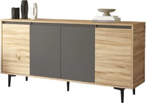Μπουφές Augusta pakoworld oak-ανθρακί 160x40x78.5εκ