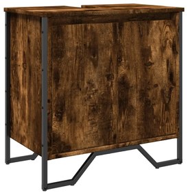 Ντουλάπι Νιπτήρα Μπάνιου Καπνιστή Δρυς 60x35x60 εκ. Επεξ. Ξύλο - Καφέ