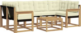 vidaXL Σειρά Καναπέ Εξωτερικού με μαξιλάρι 7 pcs Λευκό και Κρεμ