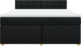 vidaXL Κρεβάτι Boxspring με Στρώμα Μαύρο 180x200 εκ. Υφασμάτινο