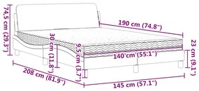 Κρεβάτι με Στρώμα Μαύρο/Λευκό 140x190 εκ. από Συνθετικό Δέρμα - Μαύρο