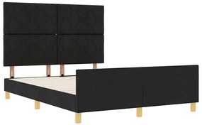 vidaXL Σκελετός Κρεβατιού με κεφαλάρι Μαύρο 140 x 200 cm ύφασμα