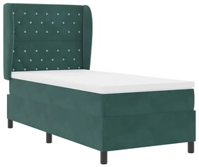 vidaXL Κρεβάτι με ελατήρια Σκούρο πράσινο 90 x 200 cm Βελούδο