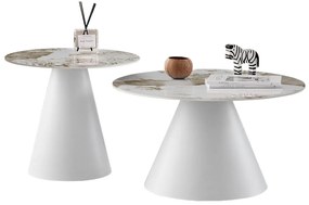 ΣΕΤ 2 ΤΡΑΠΕΖΙΑ ΣΑΛΟΝΙΟΥ RIDGE(X) HM18307.01 SINTERED STONE TOPS--ΒΑΣΕΙΣ ΛΕΥΚΕΣ Φ50 & Φ70