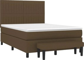 vidaXL Κρεβάτι Boxspring με Στρώμα Σκούρο Καφέ 140x190 εκ. Υφασμάτινο