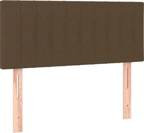 vidaXL Κρεβάτι Boxspring με Στρώμα Σκούρο Καφέ 90x190 εκ. Υφασμάτινο