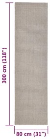 vidaXL Χαλί για Στύλο Ξυσίματος Χρώμα Άμμου 80 x 300 εκ. από Σιζάλ