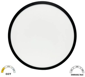 Adeleq Πλαφονιέρα LED PC Με Φωτισμό Backlit Φ283mm CCT Ρυθμιζόμενη Ισχύς 16-20-24W IP40 Μαύρη 21-283241
