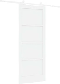 vidaXL Συρόμενη Πόρτα Λευκό 83 x 202 εκ. Μασίφ Ξύλο Πεύκου