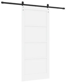 vidaXL Συρόμενη Πόρτα με Σετ Εξαρτημάτων Λευκή 93x211 εκ. Συμπαγές Ξύλο Πεύκου