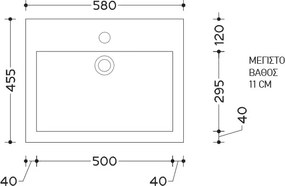 Style White Gloss 58x46 - Επιτραπέζιος νιπτήρας