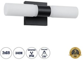 Απλίκα Καθρέπτη Μπάνιου Δίφωτο IP44 ANAIS Globostar-60408-Μαύρο 60408